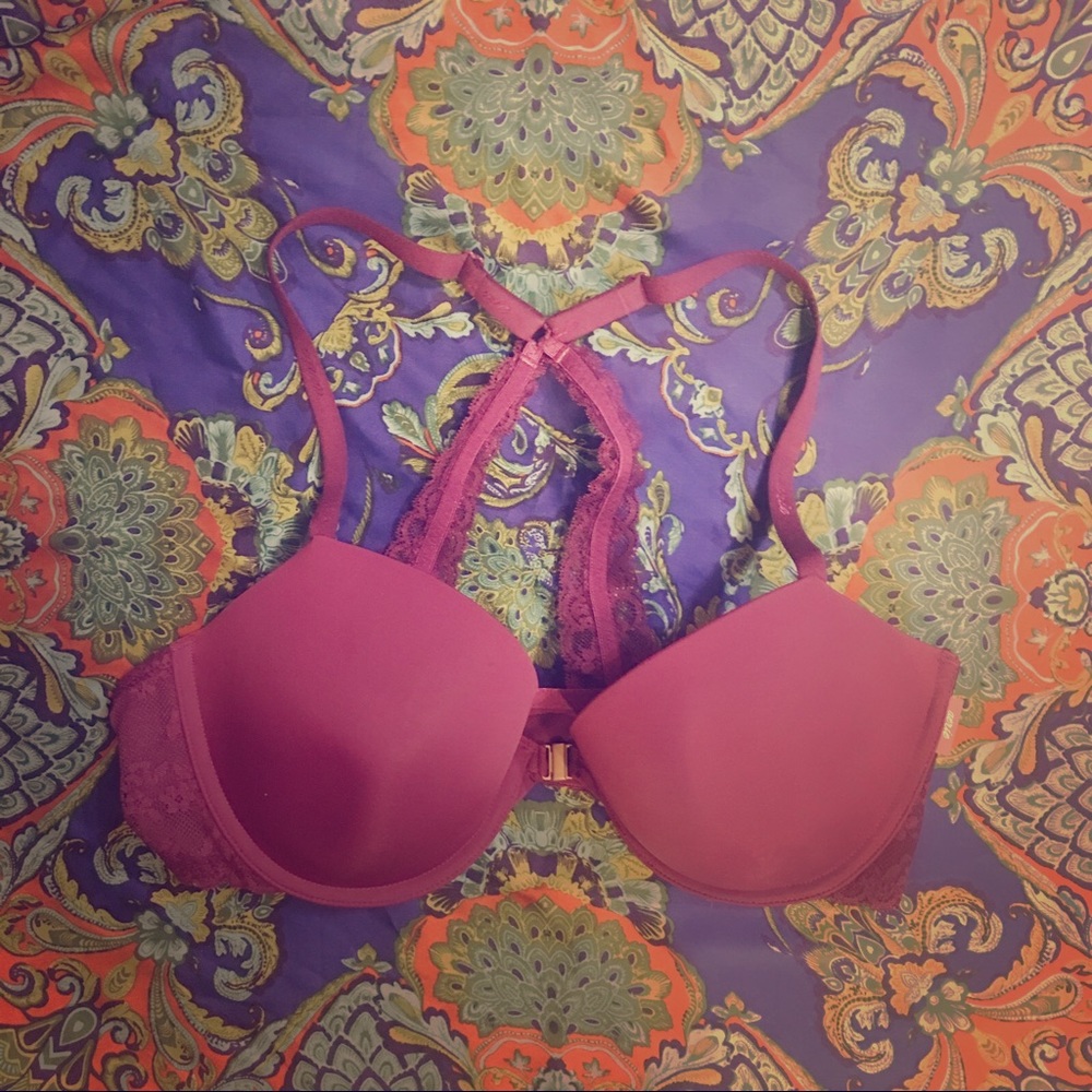 🆕BRA: Aerie Purple Lace Front Clasp Racerback 36D